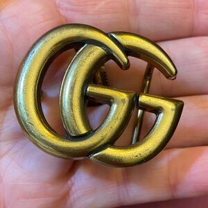 GG Gucci Marmont Gold Polished Brass Interlocking Buckle Belt